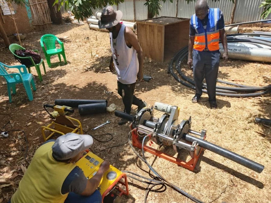 Staff from Bahir Dar Water Supply and Sewerage Service operate pipe fusion equipment during field training, part of the technical capacity-building activities under the Water Operators’ Partnership in Ethiopia.