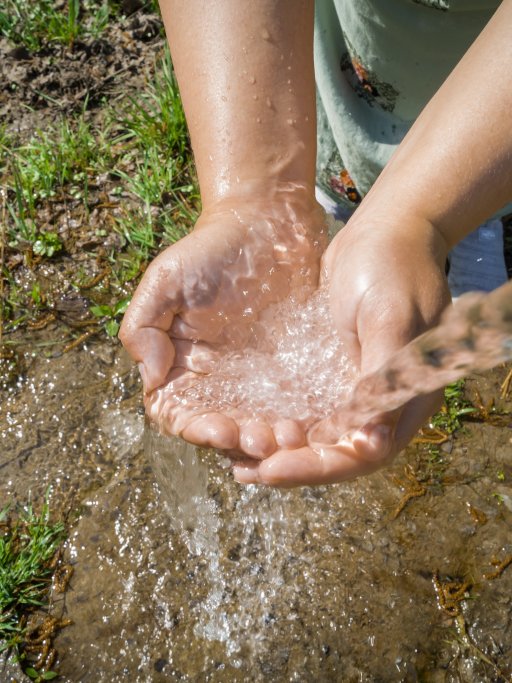 water and hands